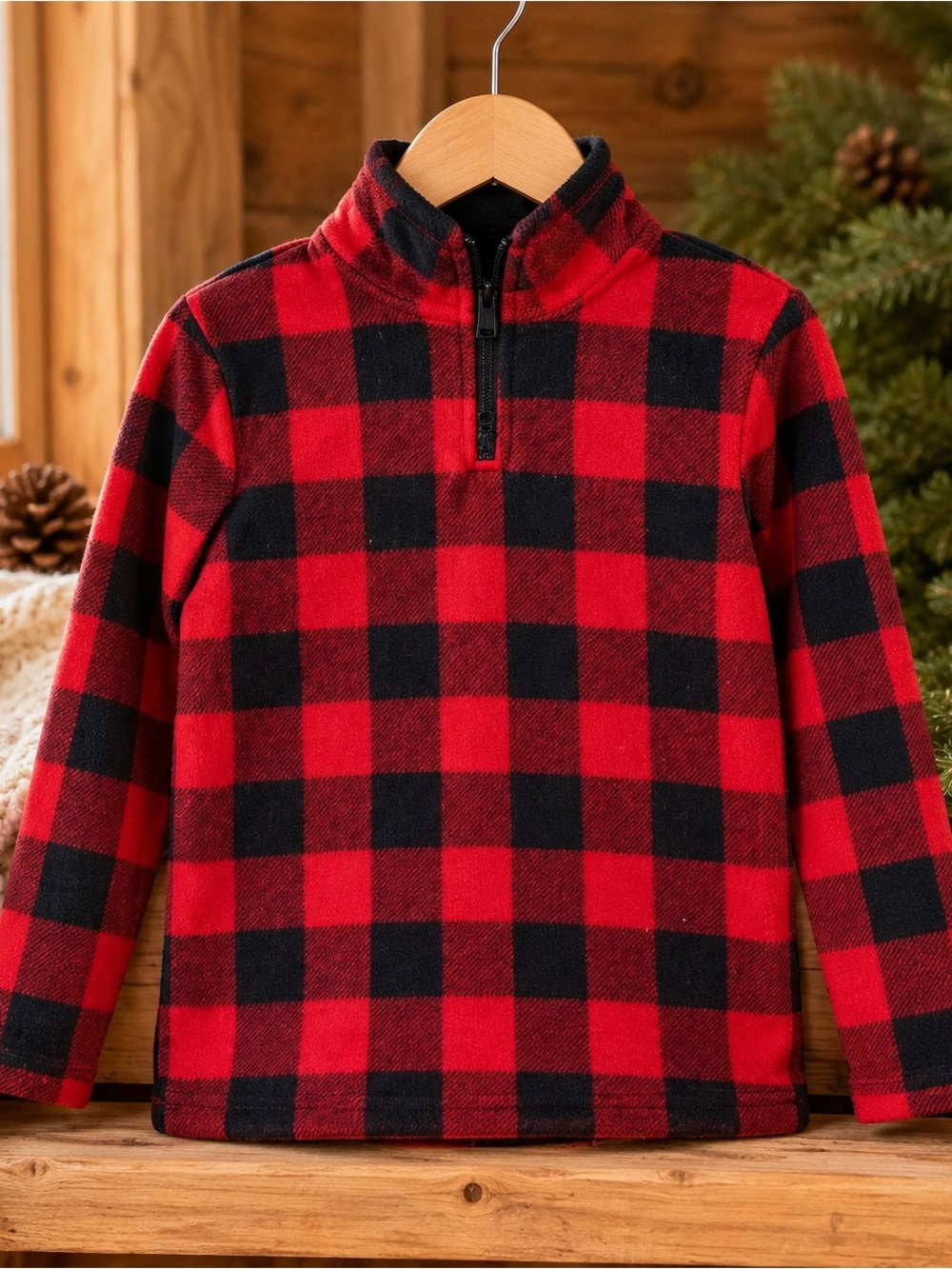 The Children’s Place Boys Buffalo Plaid Fleece 7/8